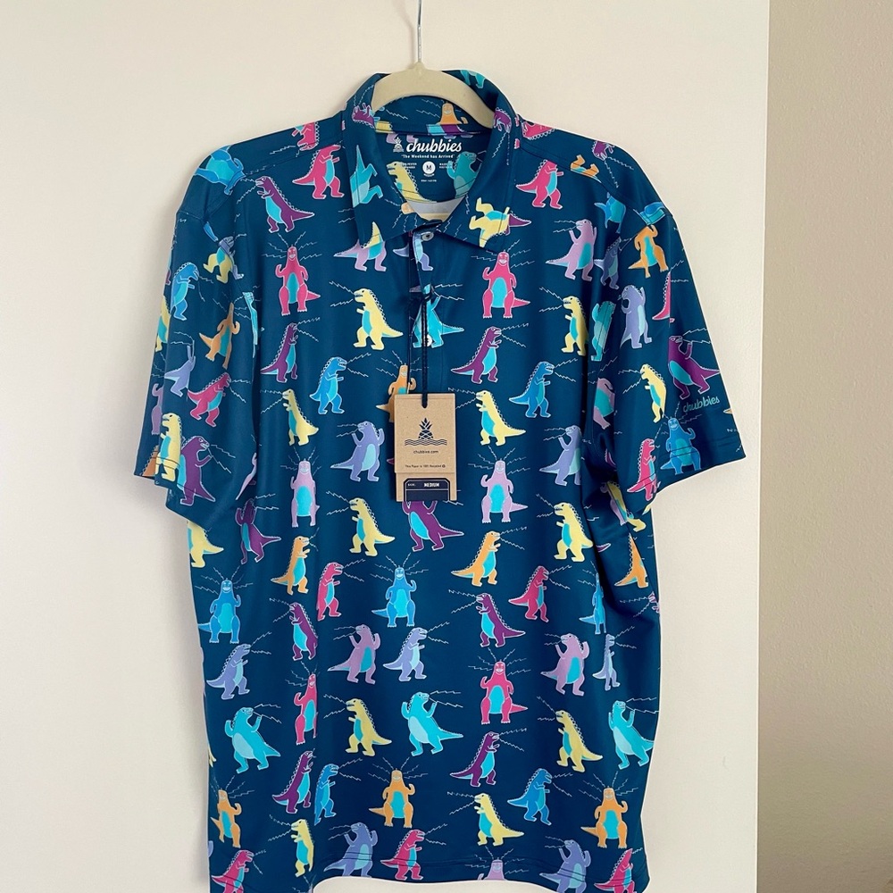 Chubbies Multicolor Dinosaur Polo Shirt